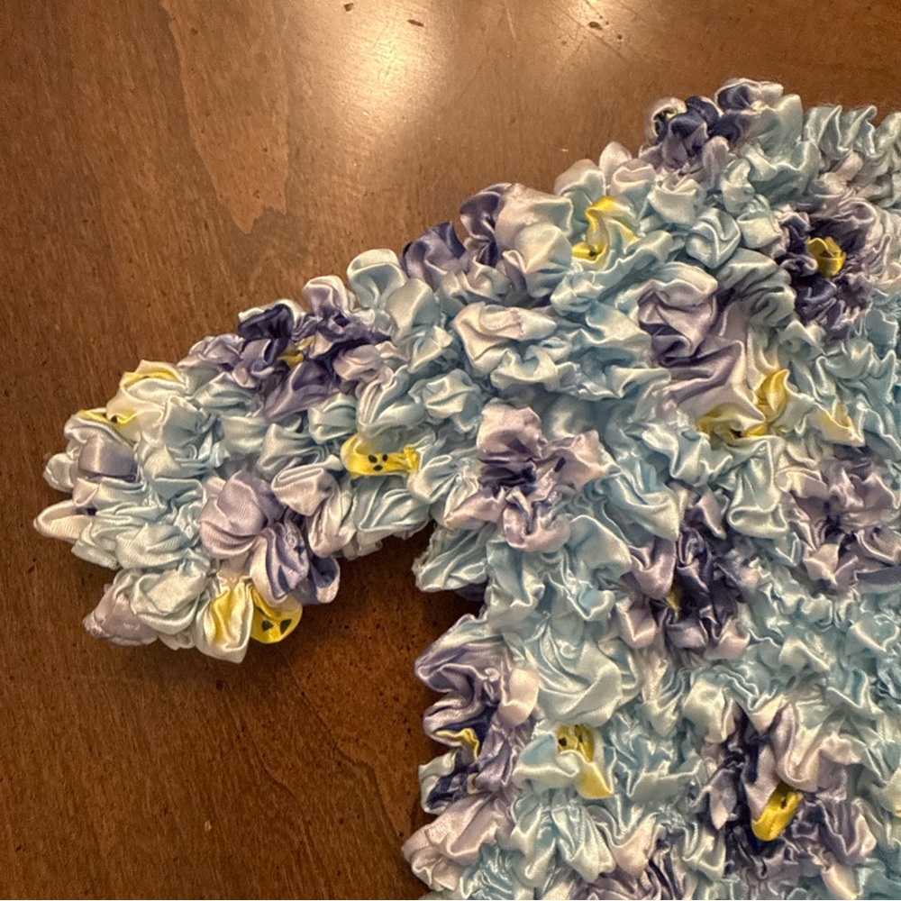 Light Blue Floral Smocked Short-Sleeve Blouse - Picture 4 of 7